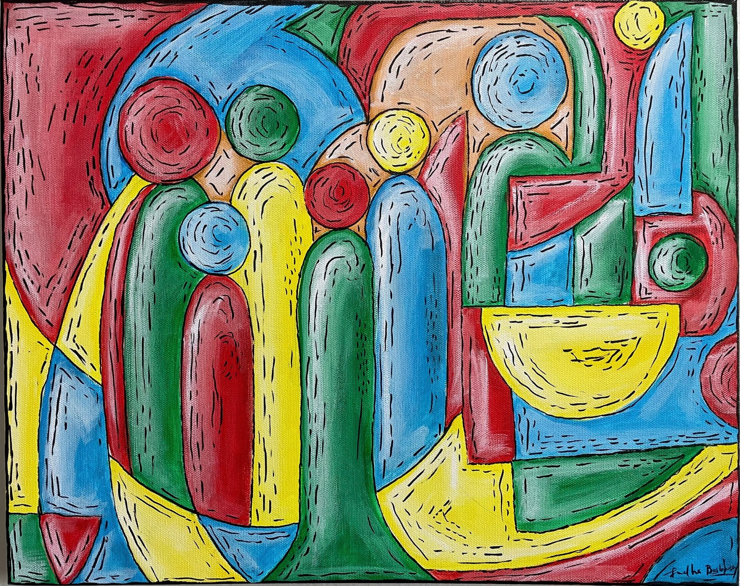 An original painting by Sudha Broslawsky on building a design team